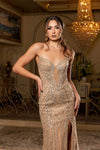 Load image into Gallery viewer, Wholesale Strapless Sweetheart Plunge Illusion Fully Beaded Geometric Sheath Evening Gown LA8268 - - Dresses LA Merchandise