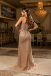 Load image into Gallery viewer, Wholesale Strapless Sweetheart Plunge Illusion Fully Beaded Geometric Sheath Evening Gown LA8268 - - Dresses LA Merchandise