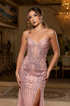 Load image into Gallery viewer, Wholesale Strapless Sweetheart Plunge Illusion Fully Beaded Geometric Sheath Evening Gown LA8268 - - Dresses LA Merchandise
