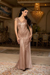 Load image into Gallery viewer, Wholesale V-Neck Cap Sleeve Fully Sequined Column Prom Evening Gown with Sweep Train by LA8269 - - Dresses LA Merchandise