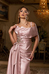 Load image into Gallery viewer, Wholesale Off-Shoulder Spaghetti Strap A-Line Evening Gown with Embroidered Detail by LA8270