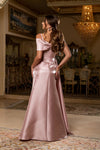 Load image into Gallery viewer, Wholesale Off-Shoulder Spaghetti Strap A-Line Evening Gown with Embroidered Detail by LA8270