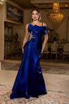 Load image into Gallery viewer, Wholesale Off-Shoulder Spaghetti Strap A-Line Evening Gown with Embroidered Detail by LA8270