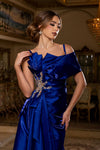Load image into Gallery viewer, Wholesale Off-Shoulder Spaghetti Strap A-Line Evening Gown with Embroidered Detail by LA8270