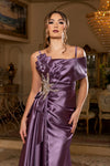 Load image into Gallery viewer, Wholesale Off-Shoulder Spaghetti Strap A-Line Evening Gown with Embroidered Detail by LA8270
