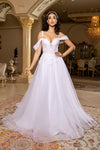 Load image into Gallery viewer, Wholesale Off-Shoulder A-Line Bridal Gown Corset Bodice Lace Appliqué Wedding Dress by LA8272