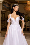 Load image into Gallery viewer, Wholesale Off-Shoulder A-Line Bridal Gown Corset Bodice Lace Appliqué Wedding Dress by LA8272