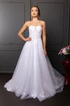 Load image into Gallery viewer, Wholesale Strapless Sweetheart 3D Floral Lace Appliqué Illusion A-Line Wedding Gown by LA8274