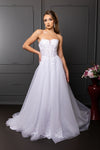 Load image into Gallery viewer, Wholesale Strapless Sweetheart 3D Floral Lace Appliqué Illusion A-Line Wedding Gown by LA8274