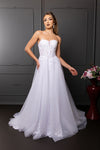 Load image into Gallery viewer, Wholesale Strapless Sweetheart 3D Floral Lace Appliqué Illusion A-Line Wedding Gown by LA8274