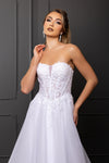 Load image into Gallery viewer, Wholesale Strapless Sweetheart 3D Floral Lace Appliqué Illusion A-Line Wedding Gown by LA8274