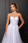 Load image into Gallery viewer, Wholesale Strapless Sweetheart 3D Floral Lace Appliqué Illusion A-Line Wedding Gown by LA8274