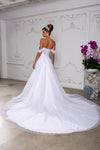 Load image into Gallery viewer, Wholesale Off-Shoulder Sweetheart Floral Lace Appliqué Illusion Corset A-Line Wedding Gown by LA8275