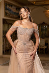 Load image into Gallery viewer, Wholesale Cold-Shoulder Sweetheart Mermaid Prom Evening Gown with Detachable Tulle Cape by LA8277 - - Long Formal Dresses LA Merchandise