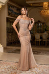 Load image into Gallery viewer, Wholesale Cold-Shoulder Sweetheart Mermaid Prom Evening Gown with Detachable Tulle Cape by LA8277 - CHAMPANGE - Long Formal Dresses LA Merchandise