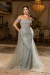 Load image into Gallery viewer, Wholesale Cold-Shoulder Sweetheart Mermaid Prom Evening Gown with Detachable Tulle Cape by LA8277 - - Long Formal Dresses LA Merchandise