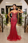 Cargar imagen en el visor de la galería, LA8281 Wholesale Strapless V-Neckline Beaded Sequin Mermaid Evening Gown with Lace-Up Back - - Long Prom Dress LA Merchandise