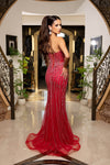 Cargar imagen en el visor de la galería, LA8281 Wholesale Strapless V-Neckline Beaded Sequin Mermaid Evening Gown with Lace-Up Back - - Long Prom Dress LA Merchandise