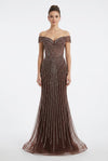 Load image into Gallery viewer, Wholesale Off-Shoulder Beaded Mermaid Evening Gown Sequin Embellished Sweetheart Dress by LA8283 - CHOCOLATE - Long Formal Dresses LA Merchandise