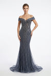 Load image into Gallery viewer, Wholesale Off-Shoulder Beaded Mermaid Evening Gown Sequin Embellished Sweetheart Dress by LA8283 - CHARCOAL - Long Formal Dresses LA Merchandise