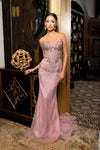 Cargar imagen en el visor de la galería, LA8284 Wholesale Strapless Beaded Sweetheart Corset Long Prom Evening Gown with Lace-Up Back - DUSTYROSE - Long Prom Dress LA Merchandise