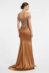 Load image into Gallery viewer, Wholesale Off-the-shoulder Beaded Corset Sheath Prom Dress with Slit Evening Gown by LA8285 - - Long Prom Dress LA Merchandise