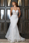 Load image into Gallery viewer, Wholesale Beaded Mermaid Wedding Dress with Illusion Corset Bodice &amp; Lace-Up Back by LAF8430