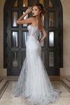 Load image into Gallery viewer, Wholesale Beaded Mermaid Wedding Dress with Illusion Corset Bodice &amp; Lace-Up Back by LAF8430