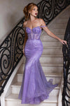 Load image into Gallery viewer, Wholesale Beaded Mermaid Evening Gown Sheer Corset Bodice Off-Shoulder Dress by LAF8430