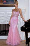 Load image into Gallery viewer, Wholesale Beaded Mermaid Evening Gown Sheer Corset Bodice Off-Shoulder Dress by LAF8430