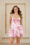 Cargar imagen en el visor de la galería, LA Merchandise LAA2069S Ruffle Tier Sweetheart Short Cocktail Dress Floral Corset Bodice HOCO Party Dress - - Dress LAA