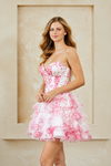 Cargar imagen en el visor de la galería, LA Merchandise LAA2069S Ruffle Tier Sweetheart Short Cocktail Dress Floral Corset Bodice HOCO Party Dress - - Dress LAA