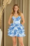 Cargar imagen en el visor de la galería, LA Merchandise LAA2069S Ruffle Tier Sweetheart Short Cocktail Dress Floral Corset Bodice HOCO Party Dress - - Dress LAA