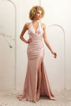 Load image into Gallery viewer, Wholesale Long Evening Dress V-Neck Halter Strap Prom Gown By LAA3040