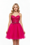 Cargar imagen en el visor de la galería, LAHS2828J Wholesale Butterfly Sequin Homecoming Dress Glitter Tulle Fit-and-Flare Cocktail Dress - HOT PINK - Short Cocktail Dress LAH