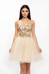 Cargar imagen en el visor de la galería, LAHS2828J Wholesale Butterfly Sequin Homecoming Dress Glitter Tulle Fit-and-Flare Cocktail Dress - CHAMPAGNE - Short Cocktail Dress LAH