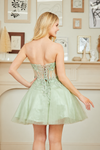 Cargar imagen en el visor de la galería, Wholesale Strapless Lace Corset Short Tulle Dress Embroidered Bodice Lace-Up Back by LAA9083S - - Dresses LAA