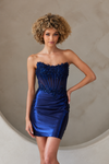 Cargar imagen en el visor de la galería, LA Merchandise LAABZ9025S Scoop Neck Metallic Jersey Hoco Dress - NAVY - Dress LAA