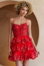 Load image into Gallery viewer, LA Merchandise LAABZ9031S Sleeveless Layered Ruffle Hoco Dress - RED - Dress LA Merchandise