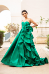 Load image into Gallery viewer, Wholesale Gala Dress Layered Ruffles A-Line Formal Gown By LAASU085 - EMERALD GREEN - Dress LAA