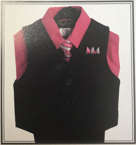 LA Merchandise LADBG688 4 pc Pin striped Formal Boys Suit - HOT PINK - Boys suits LA Merchandise