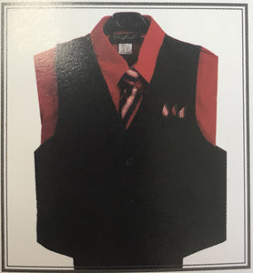 LA Merchandise LADBG688 4 pc Pin striped Formal Boys Suit - RED - Boys suits LA Merchandise