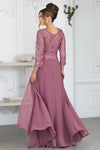 Load image into Gallery viewer, Wholesale 3/4 Illusion Sleeve 3D Floral Lace Appliqué A-Line Mother of the Bride Gown by LAF8375 - - Dresses LAF