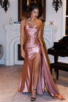 Load image into Gallery viewer, Wholesale Satin Corset Evening Gown with Lace-Up Back &amp; High Slit Spaghetti Strap Dress by LAF8464