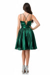 Load image into Gallery viewer, LAHS2750Y Wholesale Metallic Shimmer Fit-and-Flare Short Dress with Lace-Up Back Cocktail Dress