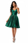 Load image into Gallery viewer, LAHS2750Y Wholesale Metallic Shimmer Fit-and-Flare Short Dress with Lace-Up Back Cocktail Dress