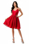Load image into Gallery viewer, LAHS2750Y Wholesale Metallic Shimmer Fit-and-Flare Short Dress with Lace-Up Back Cocktail Dress