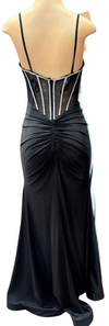 Load image into Gallery viewer, Wholesale Spaghetti Strap Corset Mermaid Prom Dress with Sheer Mesh Illusion Bodice by LAM-004