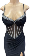 Load image into Gallery viewer, Wholesale Spaghetti Strap Corset Mermaid Prom Dress with Sheer Mesh Illusion Bodice by LAM-004
