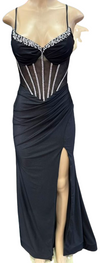Load image into Gallery viewer, Wholesale Spaghetti Strap Corset Mermaid Prom Dress with Sheer Mesh Illusion Bodice by LAM-004